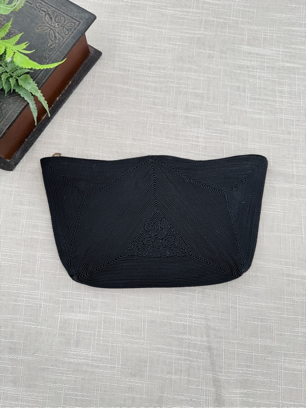 Vintage 1940’s Art Deco Black CORDE Clutch Bag